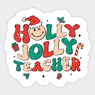 Vintage Groovy Christmas Holly And Jolly Teacher Santa Xmas Sticker